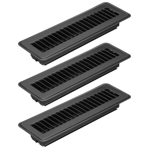 PATIKIL - PATIKIL 10 x 2 Inch Floor Register, 3pcs Heavy Duty Air Vent Cover Steel Adjustable Decor Vents Easy Adjust Floor Grates for Sidewall Home Office, Black