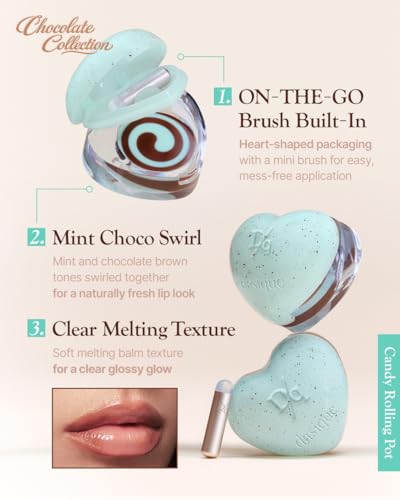 Image of dasique Candy Rolling Pot #Mint Choco | Lip & Cheek Gloss Balm | Lip & Cheek Balm | Sheer Glossy Finish | Moisturizing Balm Texture | Buildable Color | Korean Makeup | Vegan