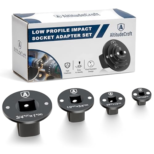 AltitudeCraft Low Profile Impact Socket Adapter Set Drive Ratchet Adapter Set Designed for Tight Spaces 3/8 to 1/2 1/4 to 3/8 3/4 to 1 1/2 to 3/4 4PC
