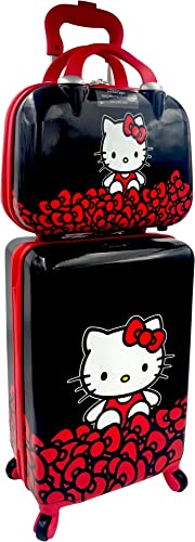 Fast Forward Kid’s Licensed Hard-Side 20” Spinner Lightweight Luggage Carry-On Suitcase and Beauty Case Set (Hello Kitty), Multicolored