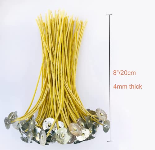 100 Pcs 8 Inch Thick Hemp Wicks, Beeswax Candle Wicks For Diy Bulk Natural Candle Wicks For Beeswax Candle Making #TOP5