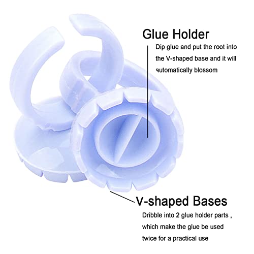 Glue Rings For Eyelash Extension, 300 Pcs Glue Rings Lash Glue Ring Bulk Smart Lash Glue Ring Holders, Disposable Eyelash Glue Holder Glue Cups Rings, Flowering Glue Rings Cups (Round Pink&White&Blue) #TOP5