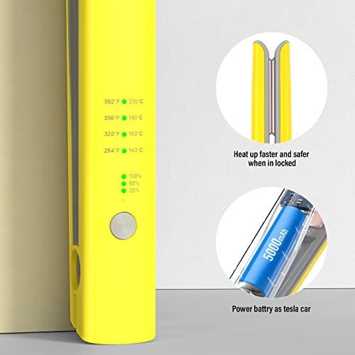 Savani Cordless Hair Straightener, Fast Heating Portable Ceramic Plates Flat Iron Straightener And Curling Iron With 5000Mah Rechargeable Battery, 4 Level Adjust Temp, Anti-Scald & Auto-Off #TOP2