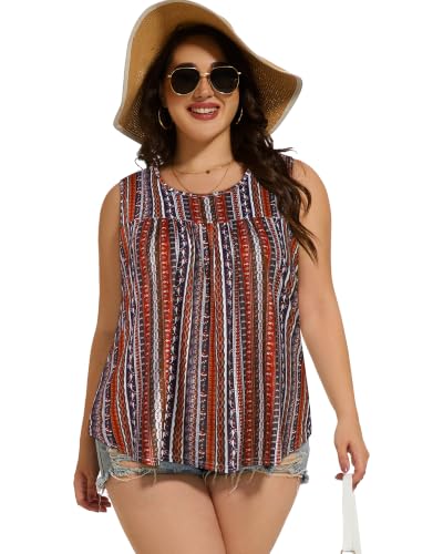 Image of Women Plus Size Tank Top Casual Summer Tops Loose Fit Sleeveless T Shirts Trendy Crewneck Tunic Tees 2026