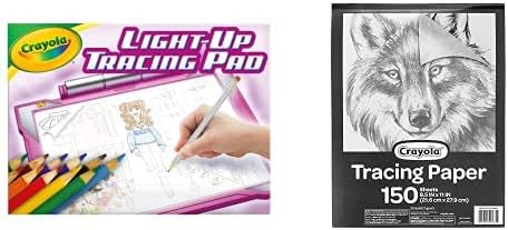 Crayola Light Up Tracing Pad Pink with 150ct Tracing Paper, Amazon Exclusive Bundle, Gift for Girls & Boys, Ages 6+