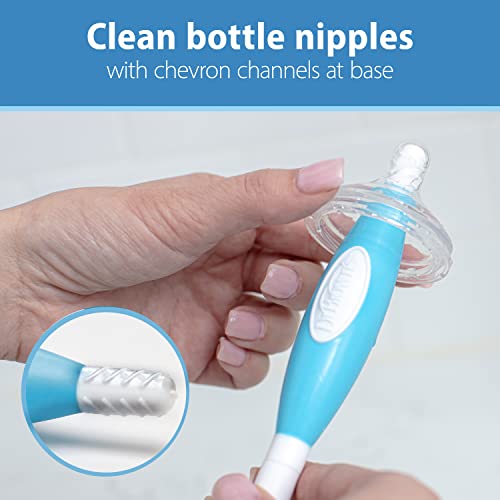 Dr. Brown's Reusable Sponge Baby Bottle Cleaning Brush With Suction Cup Stand, Scrubber And Nipple Cleaner, Blue 1-Pack #TOP3