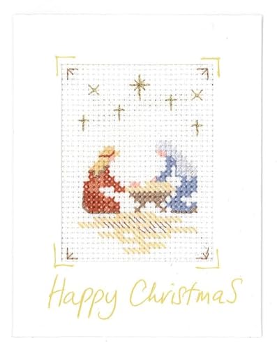 Lifetime Samplers & Decorative Textiles Nativity Xmas Card - Complete Cross Stitch kit on 16 aida