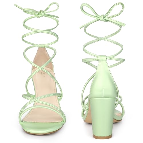 Perphy Lace Up Heels Strappy Chunky Heel Sandals for Women2
