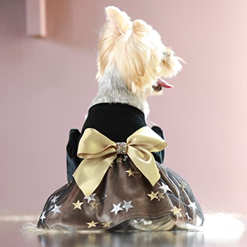 Fitwarm Fancy Dog Tulle Dress, Dog Winter Clothes For Small Dogs Girl, Cat Apparel, Lightweight Velvet, Black, Xs #TOP1