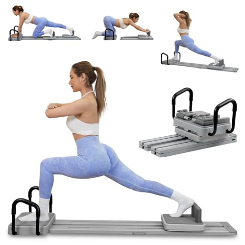 Pilates Reformer -Pilates Board with 66.9'' Extended Track Portable Multifunctional Abdominal Pilates Ski Machine for Home Workout Equipment, Pilates Machine