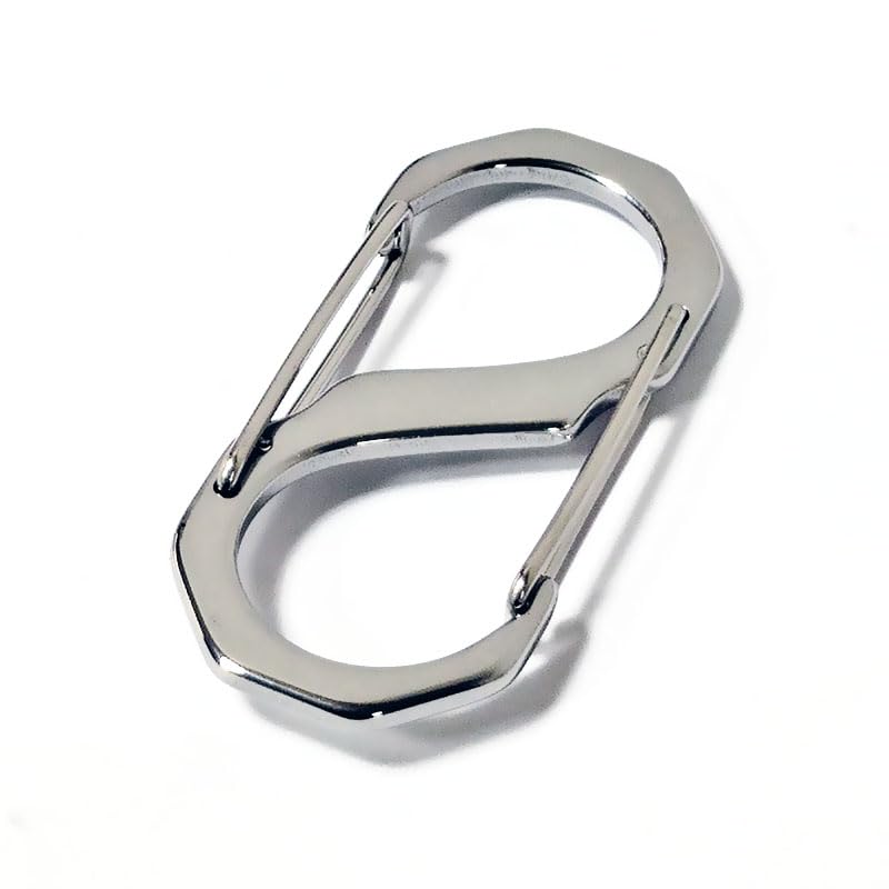 Packet of Ten Heavy duty, Strong, S-Type Carabiner Clips, Stainless Steel 304, High Finish polished product 55mm x 25mm 2.5mm