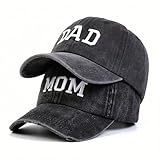 NSXVIA Mom und Dad Baseball Cap – MOM & DAD Paar Set – Besticktes Washed Denim, verstellbar, Geschenk für Paare, Eltern,Unisex Baseballmütze