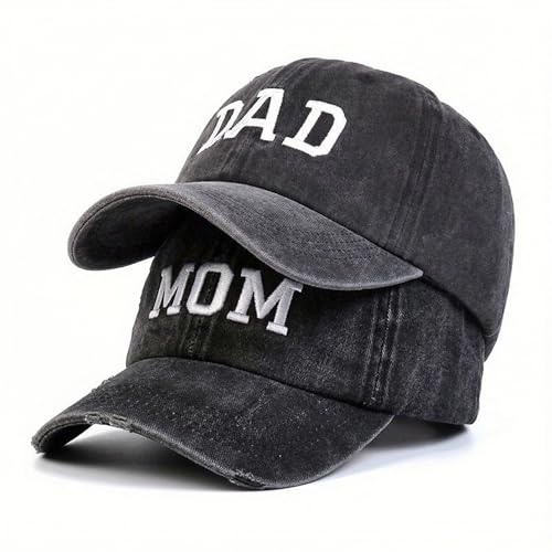 NSXVIA Gorra de béisbol para mamá y papá, juego de parejas de mamá y papá, vaquero lavado bordado, ajustable, regalo para parejas, padres, gorra de béisbol unisex