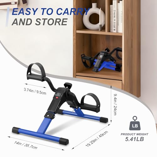 Image of Folding Pedal Exerciser - Mini Exercise Bike Under Desk Bike Pedal Exerciser with LCD Display for Arms and Legs Workout, Portable Desk Bike Peddler Machine for Adults & Seniors