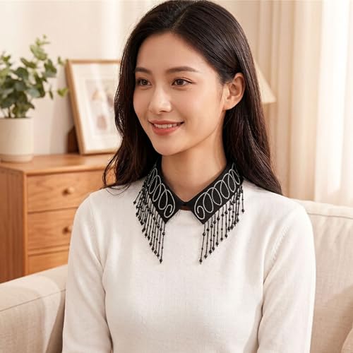 Faux col à pampilles amovible pour styliser vos pulls de bureau - 3