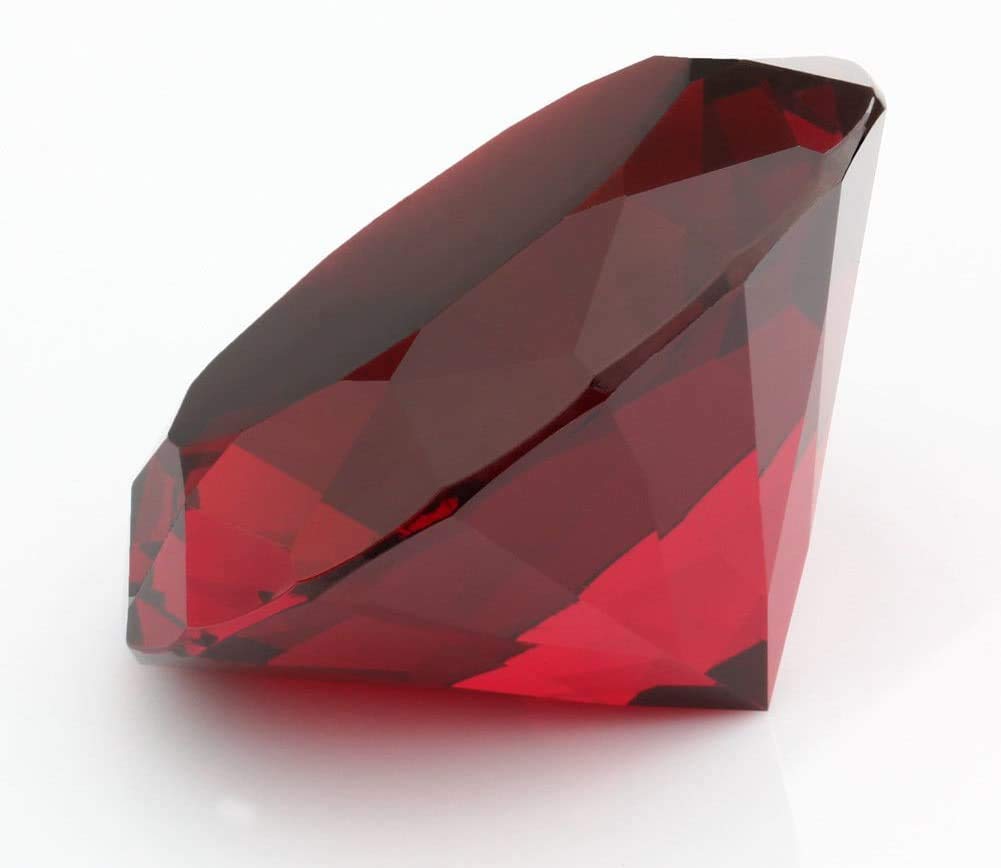 F-berF-ber 1pc Big 60mm Deep Ruby Red 60mm Cut Glass Crystal Giant Diamond Shaped Decoration Jewel Paperweight