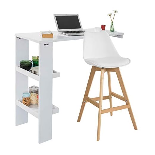 SoBuy FWT55-W Mesa de Pared,Mesa de Bar con 2 estantes pequeños,Tamaño:120 x 106 x 45 cm,ES