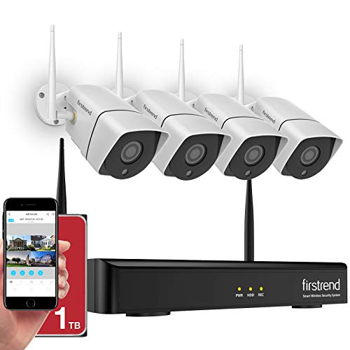 Security Camera System Wireless, 1080P 8CH Wireless Home Security Systems with 4PCS 2MP Full HD Cameras 1TB HDD Night Vision and Free App for Indoor Outdoor Video Surveillance