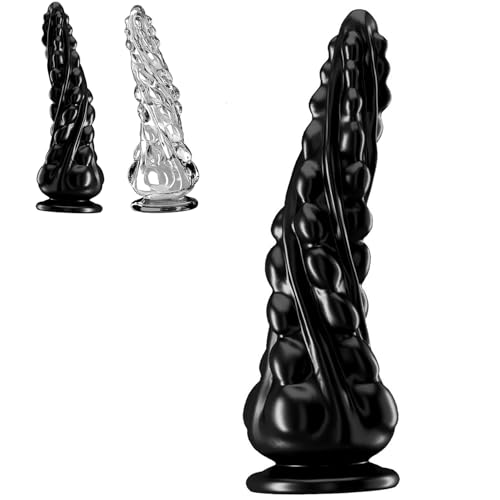 SHILISHAONV Consolador Diámetro 2.12/1.73In Plug Anal De Silicona Flexible Butt Plug Transparente/Negro Plug Anal Roscado Con Ventosa Expansor Sexual Masculino/Femenino Juguetes Sexuales,Negro,L