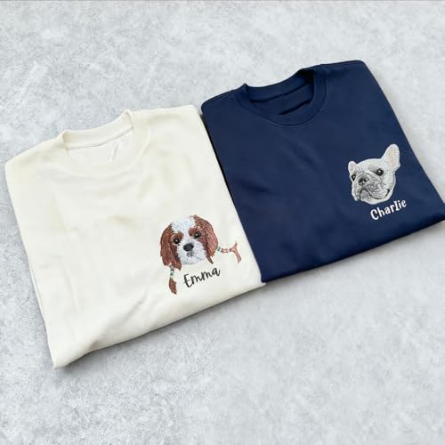 ZYHJJ Sudadera con Capucha Personalizada - Bordado de Cara de Mascota + Nombre/Texto en la Manga | Camiseta con Foto de Perro Amantes de Animales