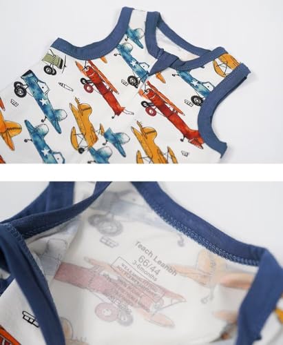 Teach Leanbh Baby Boys Girls 2 Pack Bamboo Viscose Pajamas 2 Way Zipper Sleeveless Footless Romper Jumpsuit Sleep and Play2
