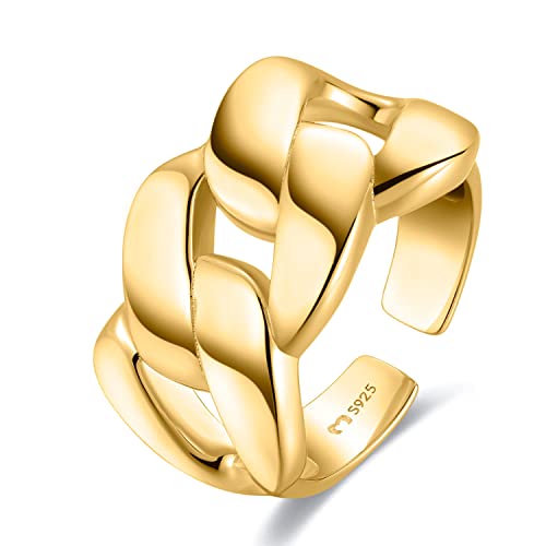 Anillos de mujer en plata de ley formado por eslabones grandes. Anillo plata mujer con acabado plateado o dorado. Joyería mujer ideal para parejas, regalo para madres, amigas... Anillos para parejas