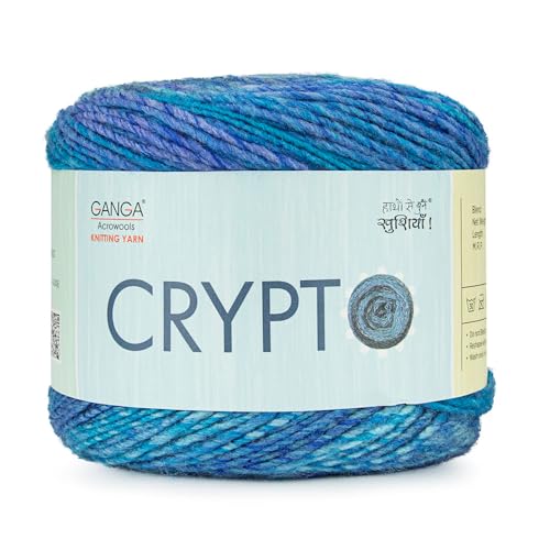 Image of Ganga Acrowools Crypto Acrylic Hand Knitting Fancy Yarn, A Pack of 2 Balls- 100G Each Shade No-FXT6857 Hurricane