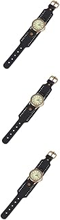3 Peças Relógio Feminino Pulseira De Couro Para Homens Meninas Relógio De Pulso Retrô Relojes Para Mujer Relógio De Pulso De Couro Relógio De Pulso Feminino Relógio De Pulso