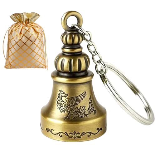 Image of Techpro Metal Guardian Bell For Bike Tibetan Key Chain Good Luck Key Chain For Bike Key Ring Guardian Bell Keychain, Bronze