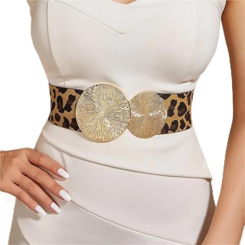 Womens Belt Spicy Girl Style Print Elastic Waistband For Women's Decorative Coat With Dress Belt Waist Closure