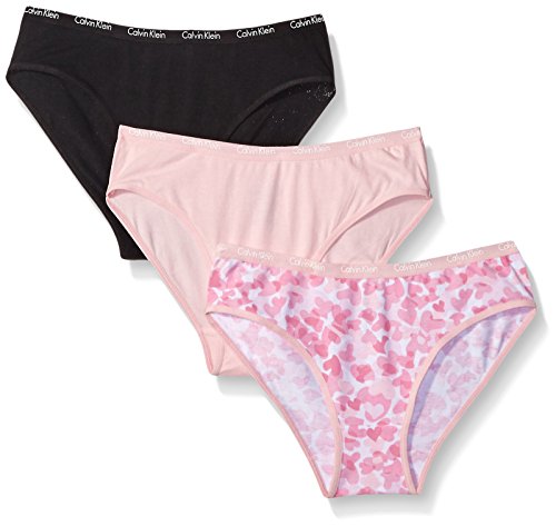 Calvin Klein Big Girls 3 Pack Assorted Bikinis, Pink, X-Large/16/18