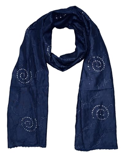 Image of LKC WOMEN'S SEQUENCE EMBROIDERED SELFDESIGN SOFT COTTON CHANDERI DUPATTA