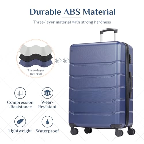 OLIXIS 28 Inch Luggage, Hardside Checked Suitcase with Spinner Wheels, Lightweight ABS Hard Shell Travel Luggage, TSA Approved Lock, Expandable Large Suitcase for Business & Travel–Blue by OLIXIS - Used condition - Image 5