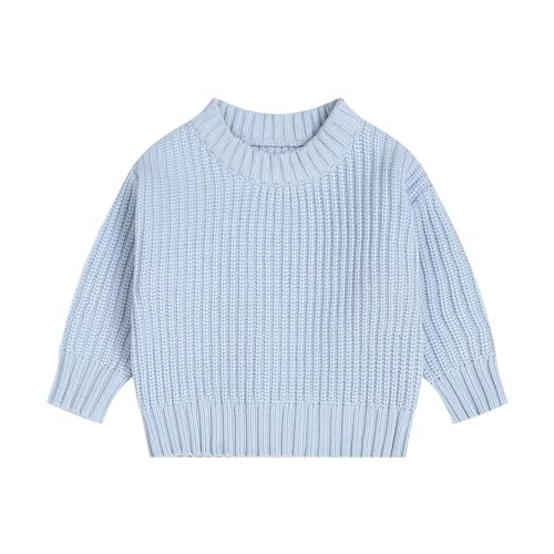 Teach Leanbh - Toddler Baby Boys Girls Knitted Sweater - Warm Solid Pullover Top for Autumn Winter Outfits (Baby Blue, 2 Years) - Best Deal on Amazon