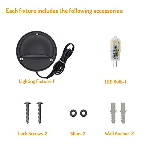 Lumina Low Voltage Landscape Lighting Cast-Aluminum Outdoor Deck And Step Light Warm White 2W G4 Led Bulb Included Garden Yard Decoration Lights For Stair Pathway Walkway - Black Dsl0101-Bkled2 (2Pk) #TOP1