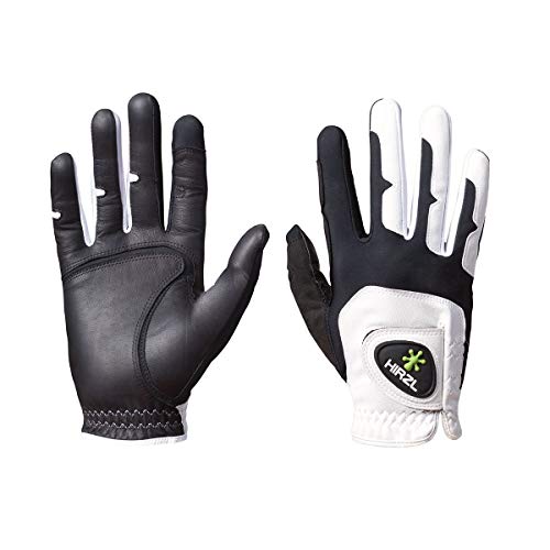 HIRZL GRIPPP FIT All Weather Mens Golf Glove (White/Black) | Kangaroo Leather & Lycra | Ultimate...