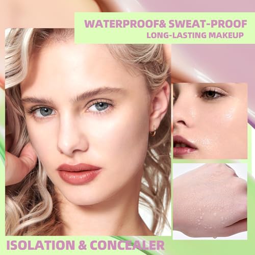 BANGFENG 3 in 1 Face Primer Before Makeup, SPF 50 Sunscreen & Color Corrector, Long-Lasting Hydrating Makeup Base, Smoothes Fine Lines, Oil Control, Tone Correcting, Blurs Pores, Lightweight Pore Minimizer