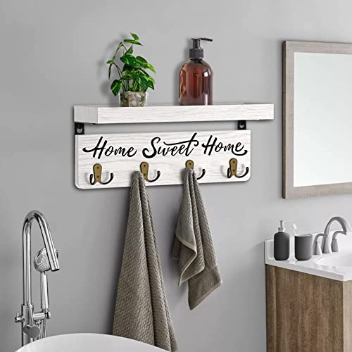 Buways Wall-Mounted Key And Mail Holder, Wooden Key Rack With 4 Double Key Hooks, Rustic Home Decor For Entryway(White) #TOP4