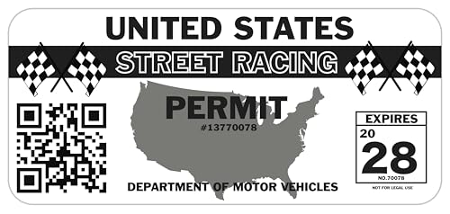 United States Street Racing Permit Car Vinyl Decal Funny Sticker