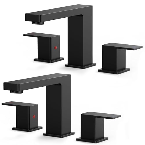 FORIOUS 2 Pack Black Bathroom Faucets 3 Hole, 2 Handle
