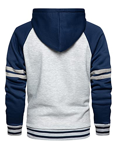 LBL Men's Fleece Hoodie Pullover Casual Hoody Contrast Color Drawstring Sweatshirt with Kanga Pocket - Image 3
