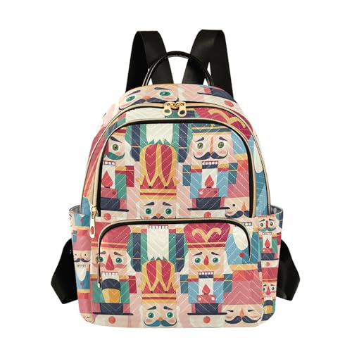 YETTASBIN Fashion Quilted Mini Backpack for Women & Girls - Christmas Nutcracker Lightweight Casual Travel Daypack, S(8.5L)