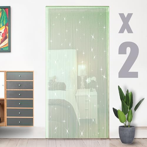 Hysenm 2 Pack Door String Curtains Hippie Decor Closet Beaded Curtains