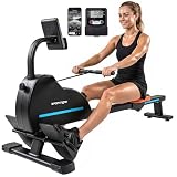 SPORTNOW Vogatore per Casa, Vogatore Magnetico Silenzioso, 16 Livelli Resistenza, APP Bluetooth, Display LCD, Portatelefono, Ruote, Stoccaggio Verticale Salvaspazio, Max 130kg, Fitness Casa Palestra