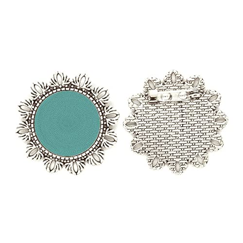 Broche de flores plateadas y círculos azul para regalar en ocasiones
