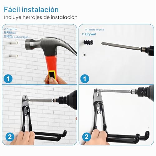 Miniatura 4 de Pybtool Ganchos Resistentes Para Garaje, Ganchos Multiusos Para Almacenamiento En Garaje, Organizador De Herramientas De Jardinería, Ganchos De Acero Para Montaje En Pared Gancho En U Pequeño