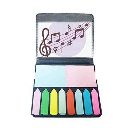 Marque-page autocollant thématique notes de musique en boîte ronde de rangement