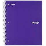 Five Star Spiral Notebook, 1 Subject, Wide Ruled Paper, 100 Sheets, 10-1/2 x 8 inches, Purple...