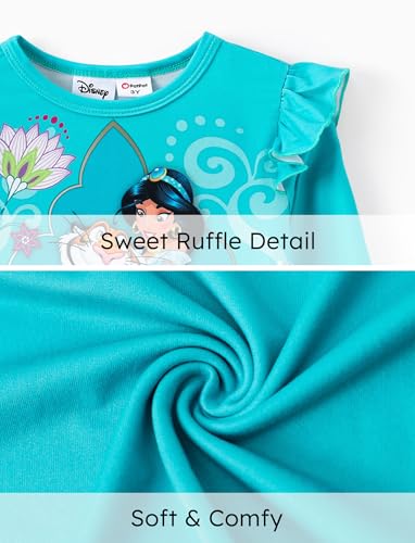 Disney Girls Outfits Shirt Leggings Clothing Sets Jasmine Turquoise 2T - image 7