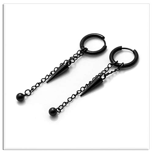 Xusamss Punk Jewelry Stainless Steel Huggie Hinged Earrings Spike Long Chain Dangle Drop Hoop Earrings #TOP3